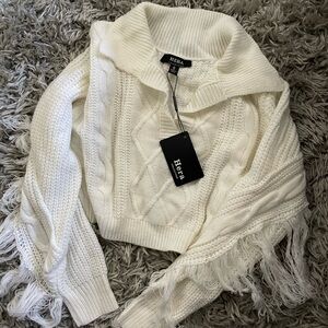 Fringe Cable-knit Sweater